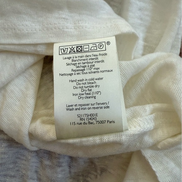 Sézane White Linen Mina Tee Shirt Reversible Lace V Neck or Round Medium - Picture 7 of 7